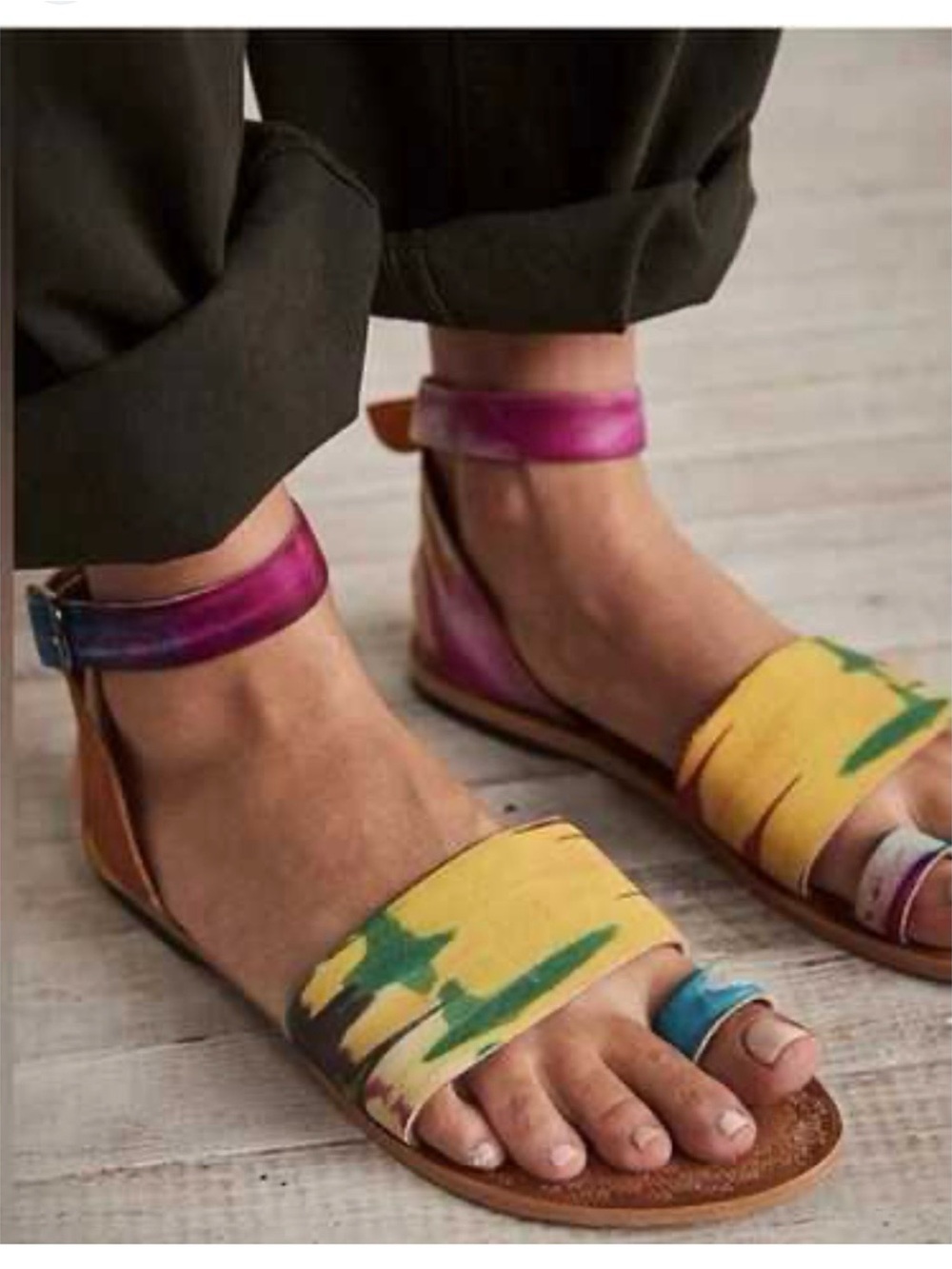 Free People Sun Peak Yellow Marigold Monarch Ankle-Strap Sandals